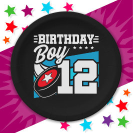 12 Jaar Oud Hockey Party Thema 12e Verjaardag Jong Papieren Bordje