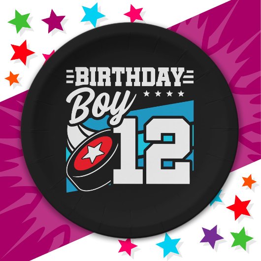 12 Jaar Oud Hockey Party Thema 12e Verjaardag Jong Papieren Bordje