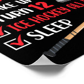 12 Jaar Oud IJshockey Verjaardagsfeest 12e Jongen Poster (Hoek)