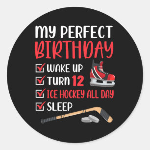 12 Jaar Oud IJshockey Verjaardagsfeest 12e Jongen Ronde Sticker