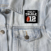 12 Jaar Oud Tackle Football Party 12e Verjaardag Vierkante Button 5,1 Cm (In situ)