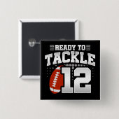 12 Jaar Oud Tackle Football Party 12e Verjaardag Vierkante Button 5,1 Cm (Voorkant /achterkant)