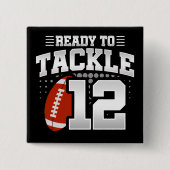 12 Jaar Oud Tackle Football Party 12e Verjaardag Vierkante Button 5,1 Cm (Voorkant)
