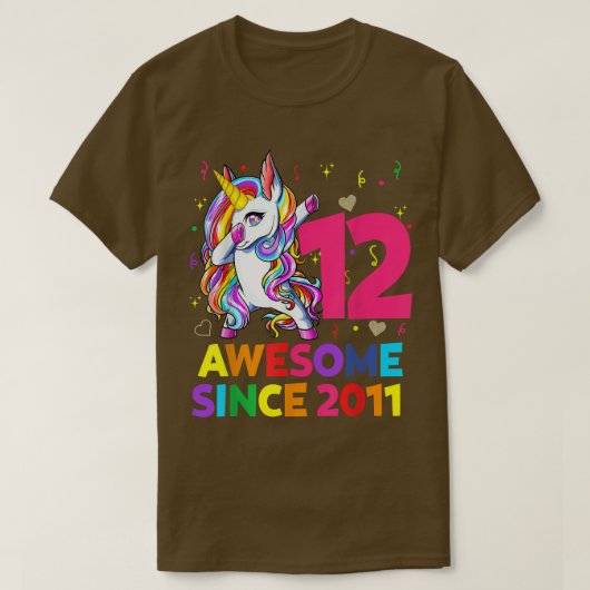 12 jaar oud Unicorn Dabbing 12th Birthday Girl Ver T-shirt (Design voorkant)
