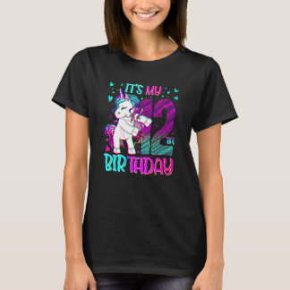 12 jaar oud Unicorn Flossing 12th Birthday Girl U T-shirt