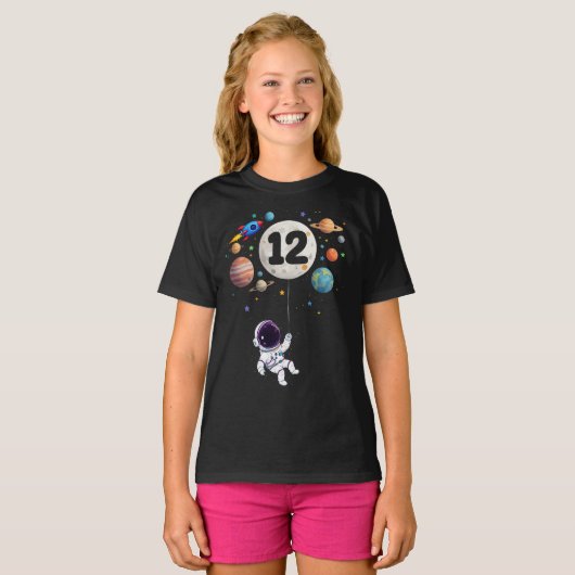 12 jaar oud verjaardag astronaut 12e verjaardag t-shirt (Voorkant volledig)