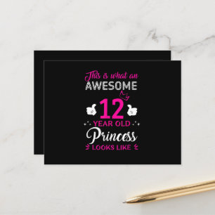 12 jaar oud verjaardagscadeau voor prinses meisje briefkaart