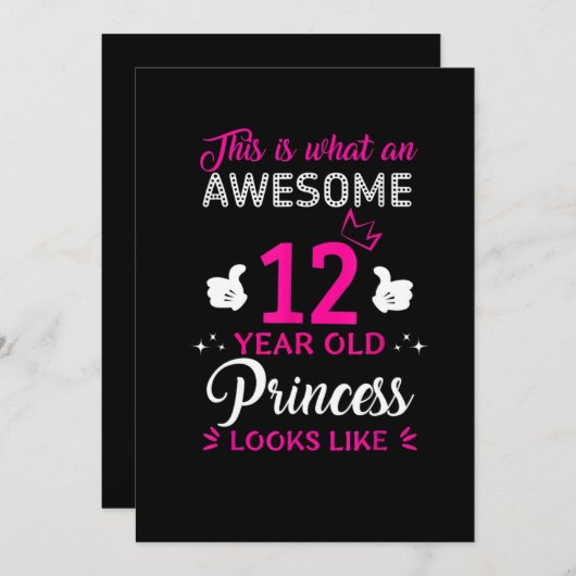 12 jaar oud verjaardagscadeau voor prinses meisje kaart (Voorkant / Achterkant)