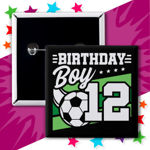 12 Jaar Oud Voetbal Football Kinder 12e Verjaardag Vierkante Button 5,1 Cm