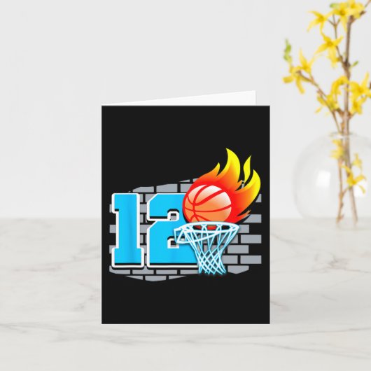 12 jaar oude 12e Basketball Birthday Partij Thema  Kaart (Gele Bloem)