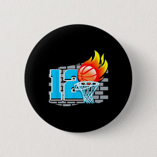 12 jaar oude 12e Basketball Birthday Partij Thema Ronde Button 5,7 Cm