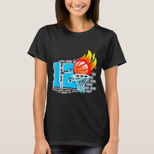 12 jaar oude 12e Basketball Birthday Partij Thema T-shirt