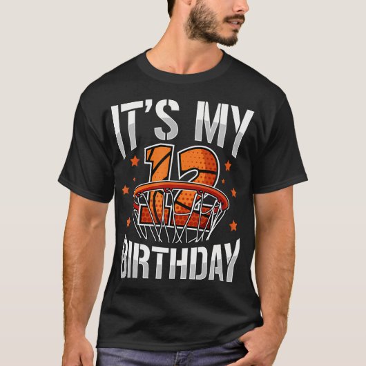 12 jaar oude 12e verjaardag basketbal partij jonge t-shirt (Voorkant)
