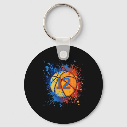 12 jaar oude 12e verjaardag Basketball Gift for Bo Sleutelhanger (Voorkant)