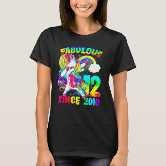 12 jaar oude 12e verjaardag Unicorn Girl Fabulous  T-shirt