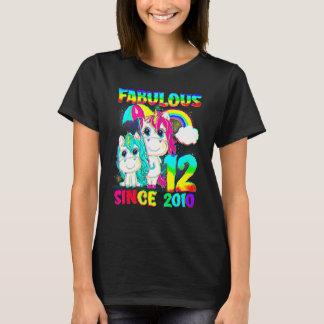 12 jaar oude 12e verjaardag Unicorn Girl Fabulous  T-shirt