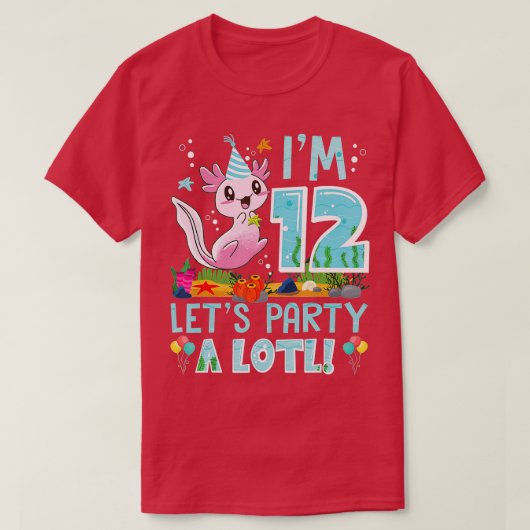 12 jaar oude Axolotl Lover 12th Birthday Party Boy T-shirt (Design voorkant)