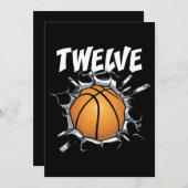 12 Jaar Oude Basketbal Verjaardagsfeestje 12e Jong Kaart (Voorkant / Achterkant)