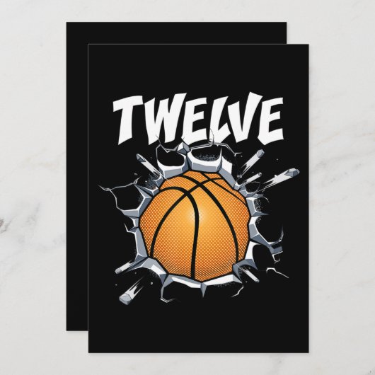 12 jaar oude Basketball Birthday Party 12th Boy Feestdagenkaart (Voorkant / Achterkant)