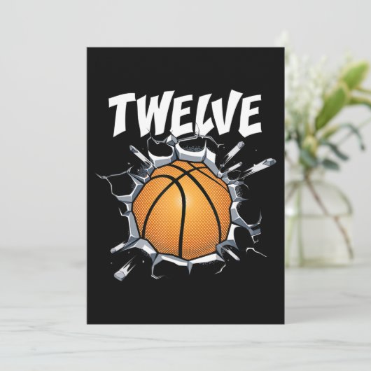 12 jaar oude Basketball Birthday Party 12th Boy Feestdagenkaart (Staand voorkant)