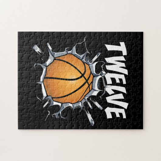 12 jaar oude Basketball Birthday Party 12th Boy Legpuzzel (Horizontaal)