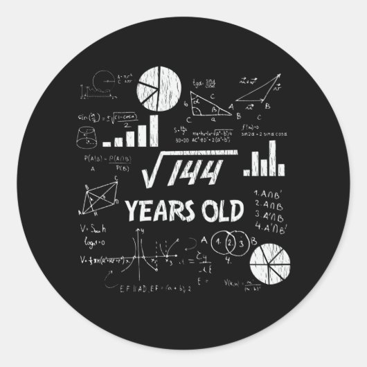 12 jaar oude Bday Geeky Wiskunde 12e verjaardagsca Ronde Sticker (Voorkant)