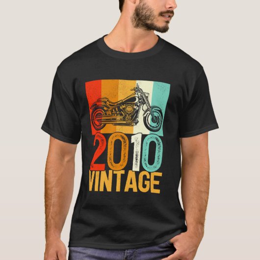 12 jaar oude Retromotorfiets  2010 12th Bi T-shirt (Voorkant)