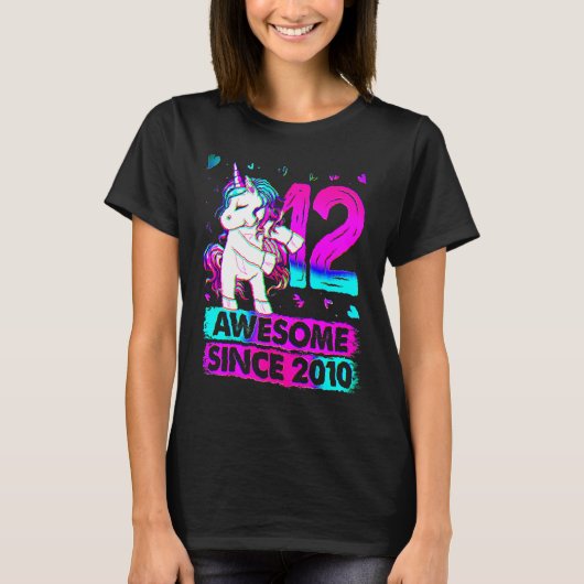 12 jaar oude Unicorn Flosson 12th Birthday Unicorn T-shirt (Voorkant)