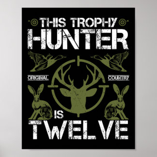 12 Jaar Oude Verjaardag Jagen Duck Deer Hunter 12e Poster