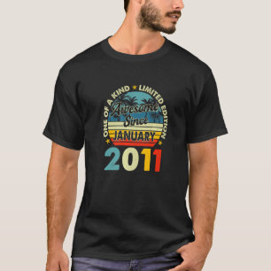 12 jaar oude Vintage januari 2011 12e verjaardag R T-shirt