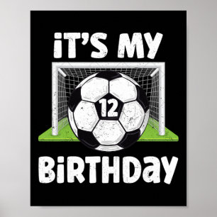 12 Jaar Oude Voetbal 12e Verjaardag Speler Kindere Poster