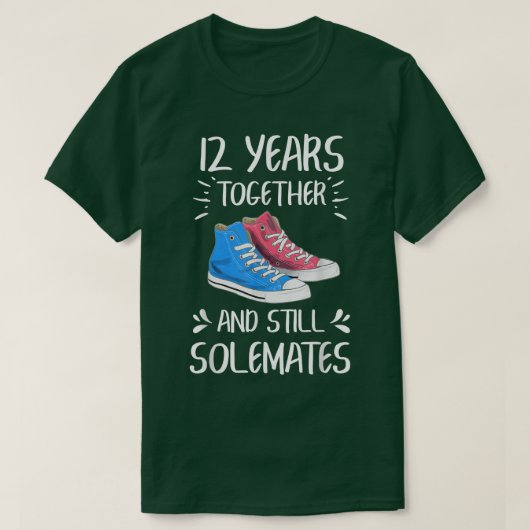 12 jaar samen 12e Jubileum Valentijnsdag T-shirt (Design voorkant)