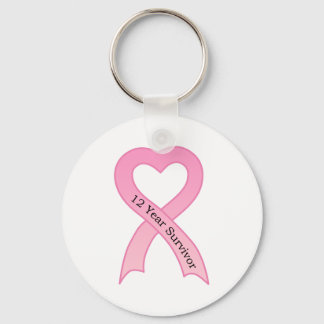 12 jaar Survivor Pink Ribbon Sleutelhanger