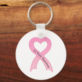 12 jaar Survivor Pink Ribbon Sleutelhanger (Voorkant)