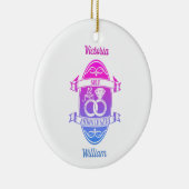 12 jaar traditionele Zijde 12e trouwdag rond de 12 Keramisch Ornament (Rechts)