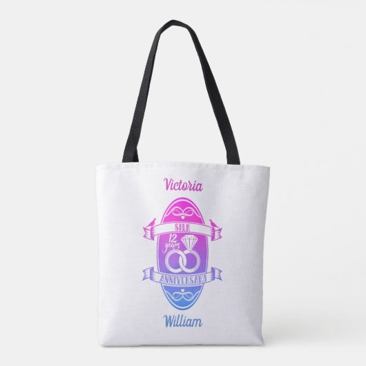 12 jaar traditionele Zijde 12e trouwdag rond de 12 Tote Bag (Achterkant)