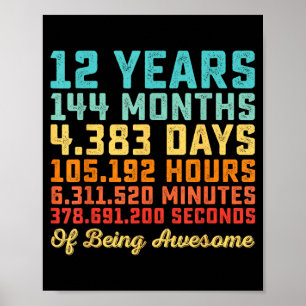 12 Jaar Verjaardag Citaat Grappig 12e Verjaardag W Poster