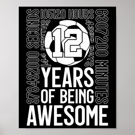 12 Jaar Voetbal Awesome 12e Verjaardag Poster (Voorkant)