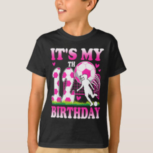 12 jarig meisje verjaardag voetbal thema feest 12e t-shirt