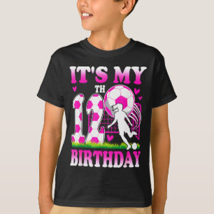 12 jarig meisje verjaardag voetbal thema feest 12e t-shirt