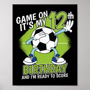 12-jarige voetballer jongen 12e verjaardag voetbal poster