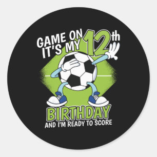 12-jarige Voetbalspeler Jongen 12e Verjaardag Voet Ronde Sticker