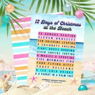 12 kerstdagen aan het strand Retro Tropisch Feestdagenkaart
