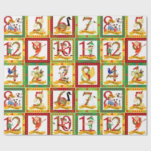 12 kerstdagen cadeaupapier (Vlak)