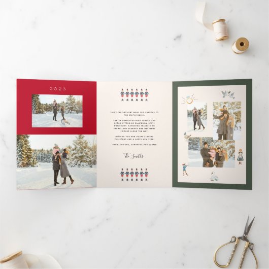 12 kerstdagen drieluik wenskaart (Binnen)