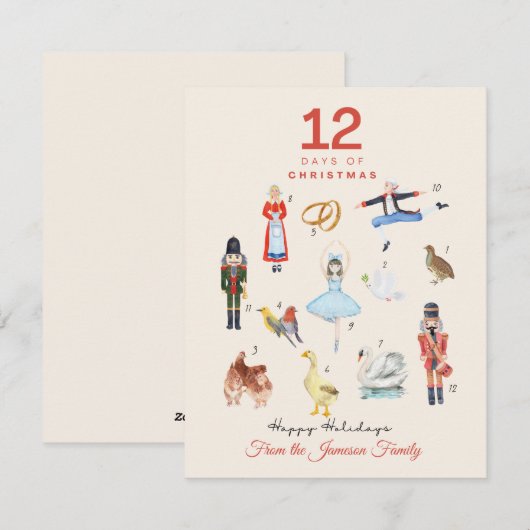 12 kerstdagen feestdagenkaart (Voorkant / Achterkant)