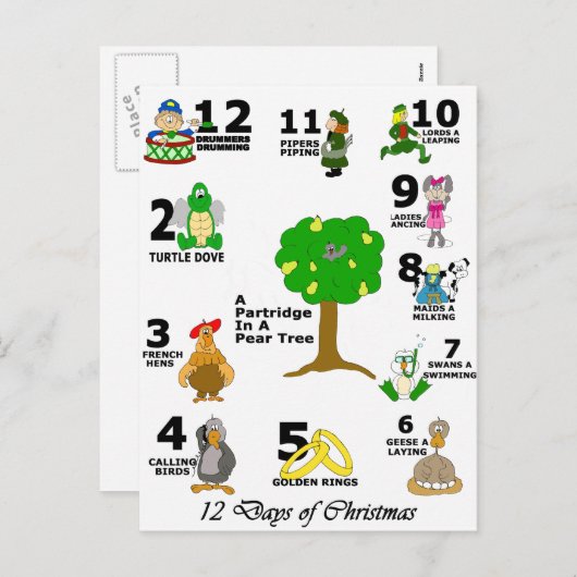 12 kerstdagen feestdagenkaart (Voorkant / Achterkant)