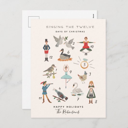 12 kerstdagen feestdagenkaart (Voorkant / Achterkant)