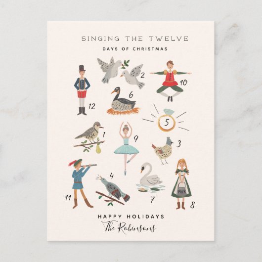 12 kerstdagen feestdagenkaart (Voorkant)