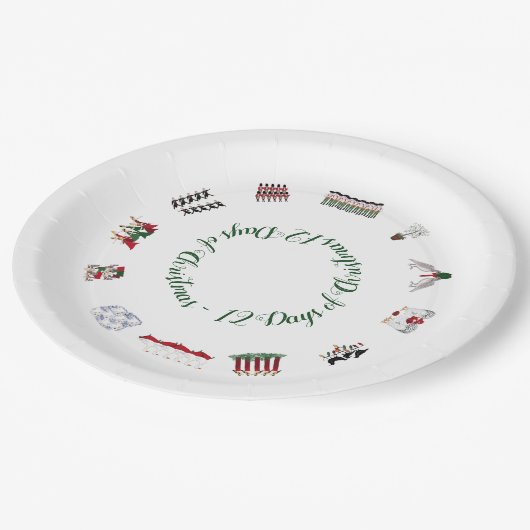 12 kerstdagen in een cirkel van rood en groen papieren bordje (Gekanteld)